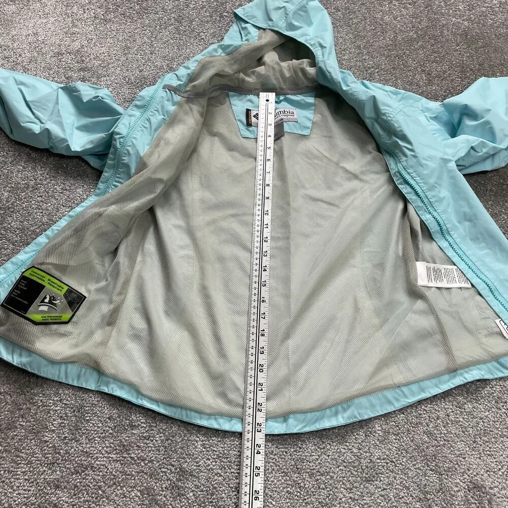 Columbia Titanium Jacket Youth Large 14/16 Light Blue Zip Omni Tech Windbreaker